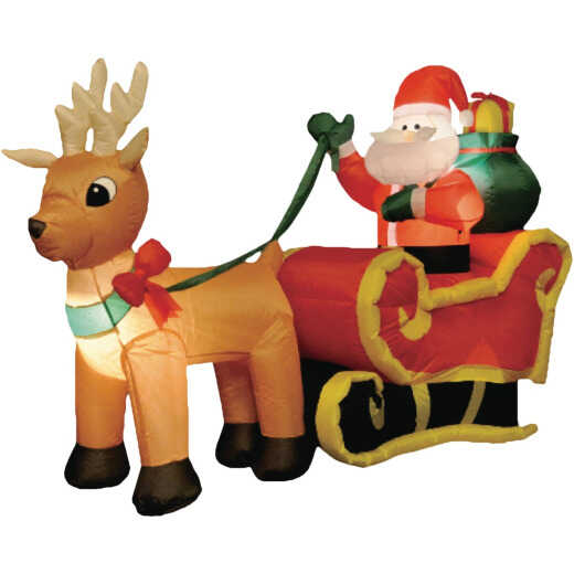 Brite Star 6 Ft. Santa in 1-Reindeer Sleigh Airblown Inflatable